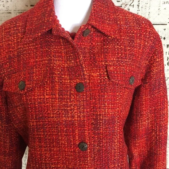Coldwater Creek Plus Pea Coat 1X Tweed Button down - Picture 3 of 8